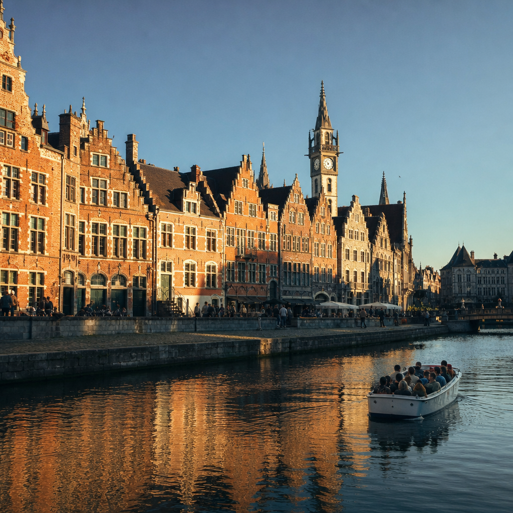 The picturesque Graslei and Korenlei waterfront in Ghent, one of several underrated European cities perfect for avoiding tourist crowds.